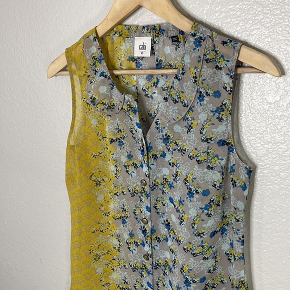CABI Floral Sheer Sleeveless Blouse | X-Small - Picture 6 of 9